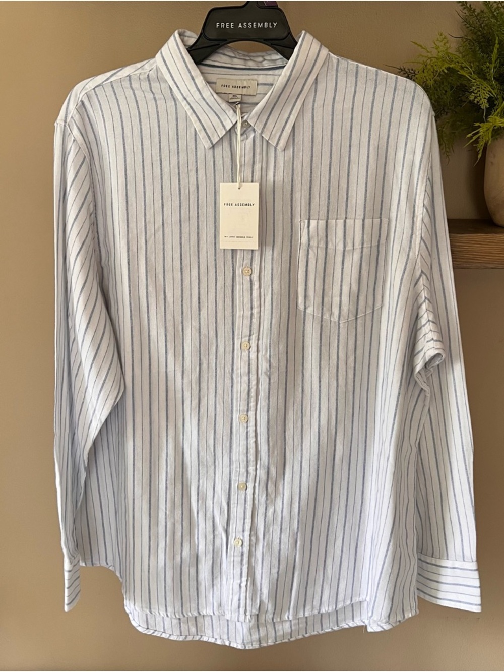 Free Assembly Men's Button Front Flannel Shirt